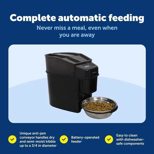 Alt view image 4 of 7 - PetSafe Automatic Cat Feeder - Healthy Pet Simply Feed - Automatic Pet Feeder for Cats & Dogs - Timed Pet Feeder with Programmable Portion Control - Holds 24 Cups of Dry or Semi-Moist Dog or Cat Food