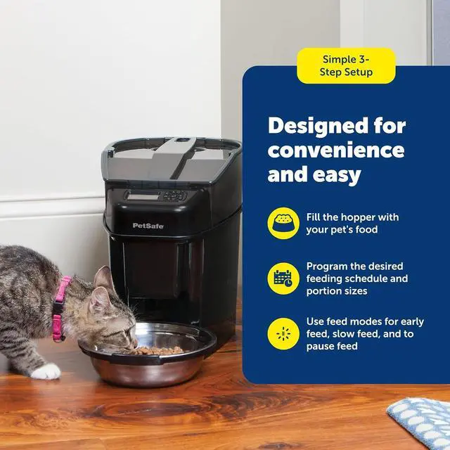 Alt view image 3 of 7 - PetSafe Automatic Cat Feeder - Healthy Pet Simply Feed - Automatic Pet Feeder for Cats & Dogs - Timed Pet Feeder with Programmable Portion Control - Holds 24 Cups of Dry or Semi-Moist Dog or Cat Food
