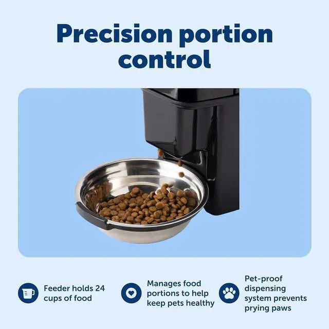 Alt view image 7 of 7 - PetSafe Automatic Cat Feeder - Healthy Pet Simply Feed - Automatic Pet Feeder for Cats & Dogs - Timed Pet Feeder with Programmable Portion Control - Holds 24 Cups of Dry or Semi-Moist Dog or Cat Food