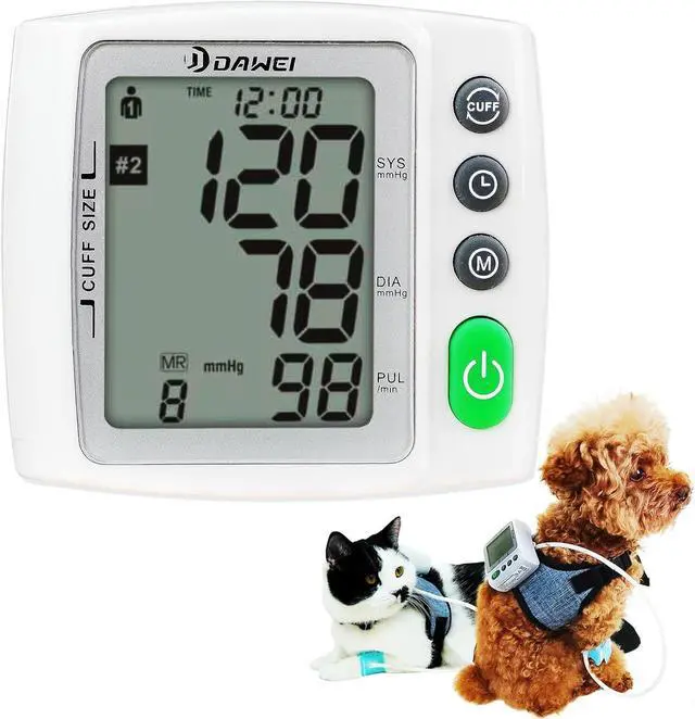 Main image of Wearable Pet Blood Pressure Monitor for Cats & Dogs, Automatic Oscillometric Veterinary BP & Heart Rate Monitor, 3 Adjustable Cuffs 4.215cm, Dual-User 120 Memory, Portable Home & Vet Clinic Use