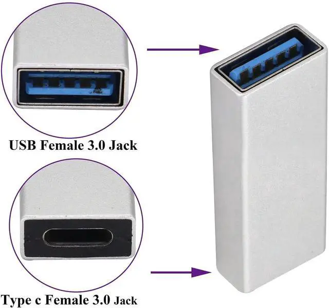 Alt view image 3 of 7 - USB 3.0 to USB C Converter USB Type C Female to USB 3.0 A Male Adapter 5Gbps Support Data Sync and Charging for USB Port PC,Power Banks and Type-C Port U-Disk,Smart Phone Etc.(2 Pack-Silver)