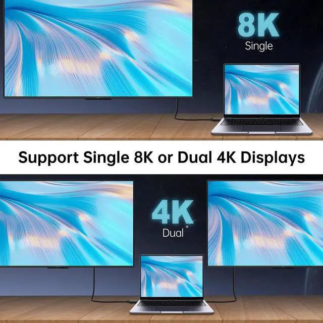 Alt view image 5 of 7 - Thunderbolt 4 Cable 3.3 FT - Intel Certified, Supports 8K Display/ 40Gbps Transfer/ 100W Charging USB C Cable, Thunderbolt Cable for iPhone 15/16 Series, MacBook Air, iPad, Docking