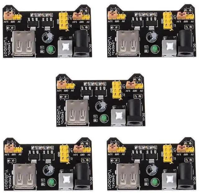 Main image of 5pcs 3.3V 5V Power Supply Module for MB102 102 Prototype Breadboard DC 6.5-12V or USB Power Supply Module