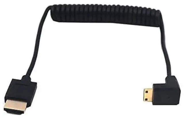 Alt view image 6 of 6 - 3.9 Feet Mini HDMI to HDMI 4K@60Hz Coiled Cable, Downward Angle Mini HDMI 2.0 Male to HDMI 2.0 Male High Definition Adapter Converter Spiral Spring Cord, 18Gbps High Speed