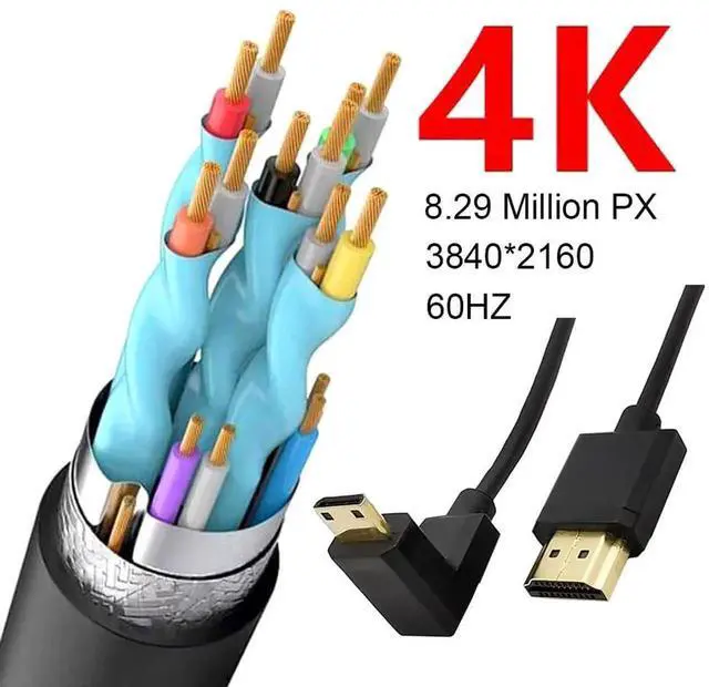 Alt view image 3 of 6 - 3.9 Feet Mini HDMI to HDMI 4K@60Hz Coiled Cable, Downward Angle Mini HDMI 2.0 Male to HDMI 2.0 Male High Definition Adapter Converter Spiral Spring Cord, 18Gbps High Speed