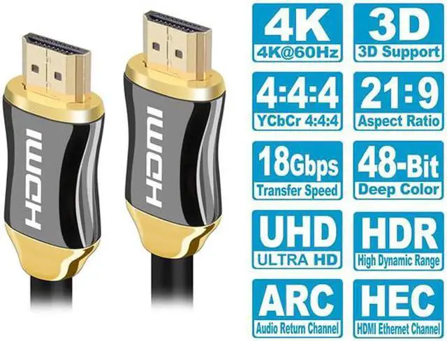 Alt view image 2 of 5 - 4K HDMI Cable 6.5ft | High Speed,4K @ 60Hz, Ultra HD, 2K, 1080P & ARC Compatible | for Laptop, Monitor, PS5, PS4, Xbox One, Fire TV, Apple TV & More 2m