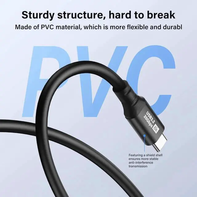 Alt view image 4 of 7 - USB C to USB C Cable USB 3.2 Type C 20Gbps PD 100W 8K@60Hz Data Fast Charging Cable for Phone, Tablet, Other USB C Devices (1.5M)