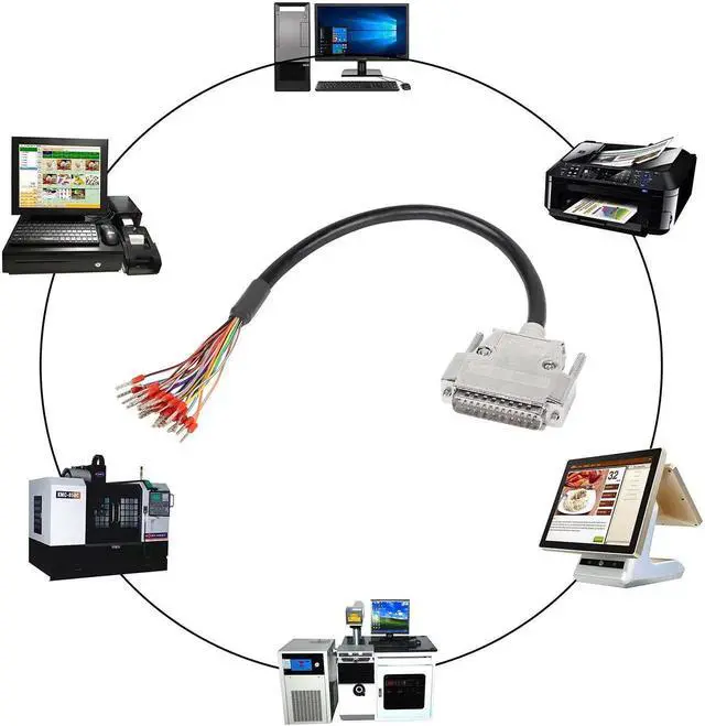 Alt view image 7 of 7 - DB25 Connector Adapter RS232 25 Pin Serial Extension Cable Solderless 25-Pin Port Breakout Replacement Cable with Bare Wire - 1M/3.2Ft (DB25 Male)