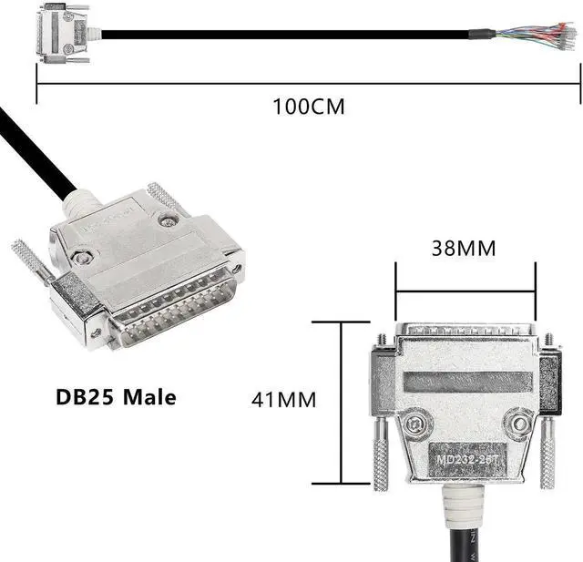 Alt view image 2 of 7 - DB25 Connector Adapter RS232 25 Pin Serial Extension Cable Solderless 25-Pin Port Breakout Replacement Cable with Bare Wire - 1M/3.2Ft (DB25 Male)