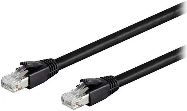 Main image of Cat8 RJ45 6.6FT Ethernet Patch Internet Network LAN Cable, Indoor/Outdoor, 24AWG, Shielded Latest 40Gbps 2000Mhz, Weatherproof S/FTP for Router, PS4, PS5, Xbox, PoE, Switch, Modem (Black) 6.6ft
