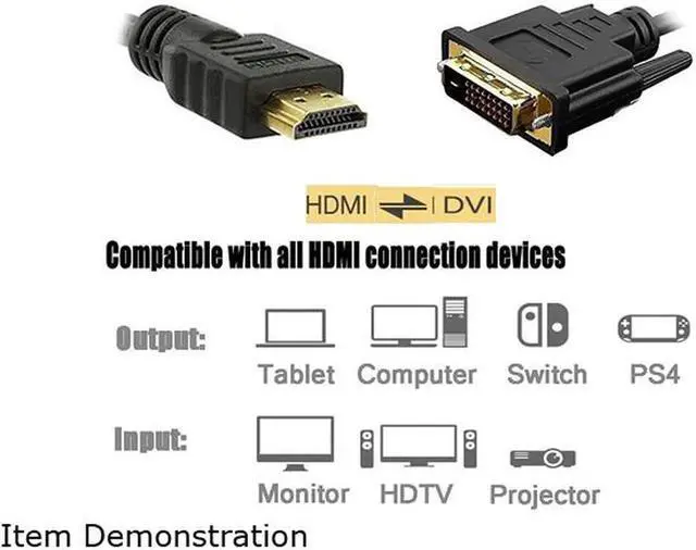 Alt view image 4 of 7 - DVI-1-HDMI 10 ft. Black DVI to HDMI Cable Male to Male 10 Feet