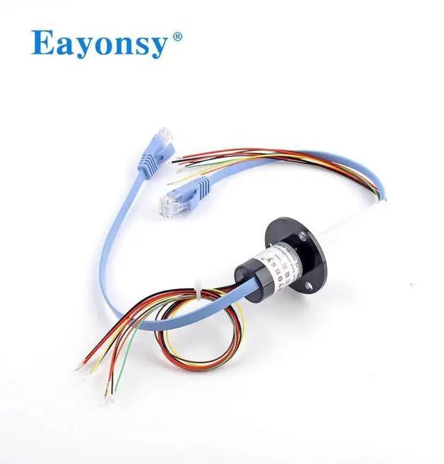 Alt view image 2 of 4 - Gigabit Ethernet Slip Ring with Flange Mount, 1-Channel RJ45 1000Base-T + Power & Signal Wires Low Noise, Stable Transmission, Industrial Rotating Joint