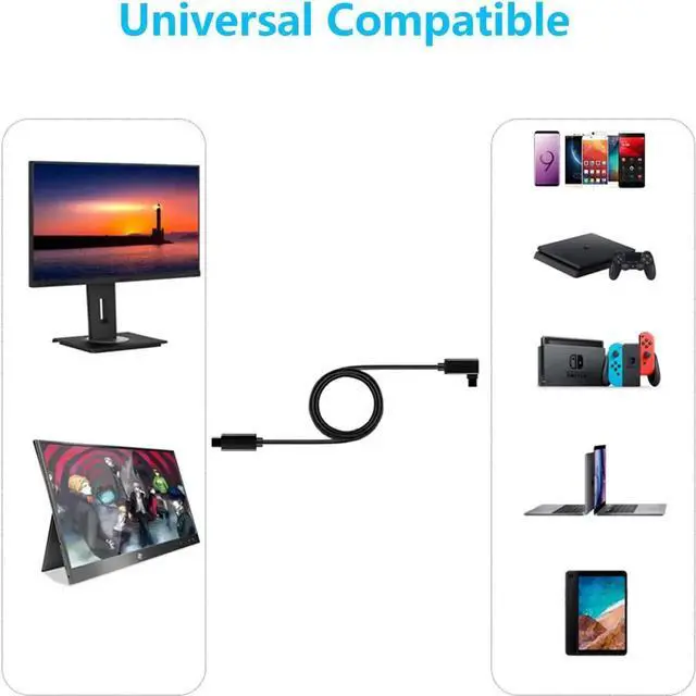 Alt view image 5 of 7 - USB C Video Cable Right Angle 3.3ft/1M, 4K UHD with Audio Support 100W PD Fast Charge and Data Syncing at Gen2 10Gbps High Speed Compatible for USB C iPad Pro, MacBook Pro, iMac, Surface Pro and More
