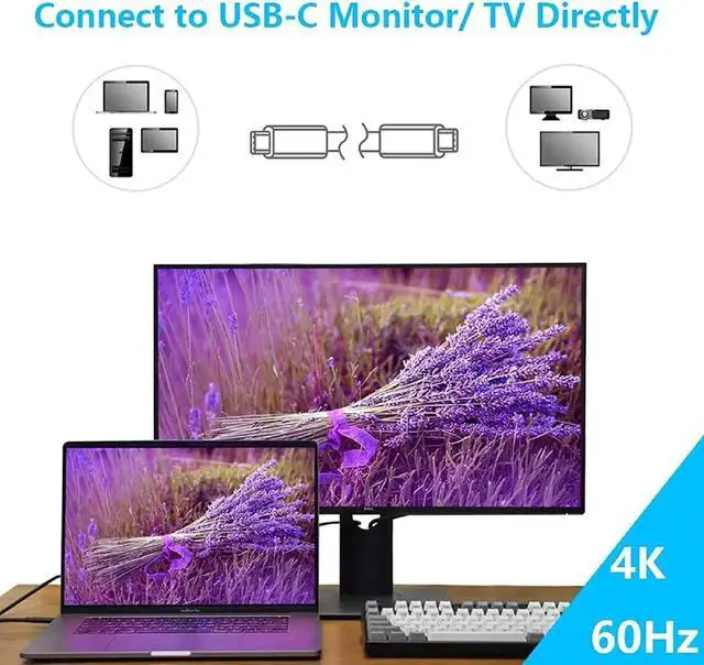 Alt view image 4 of 7 - USB C Video Cable Right Angle 3.3ft/1M, 4K UHD with Audio Support 100W PD Fast Charge and Data Syncing at Gen2 10Gbps High Speed Compatible for USB C iPad Pro, MacBook Pro, iMac, Surface Pro and More