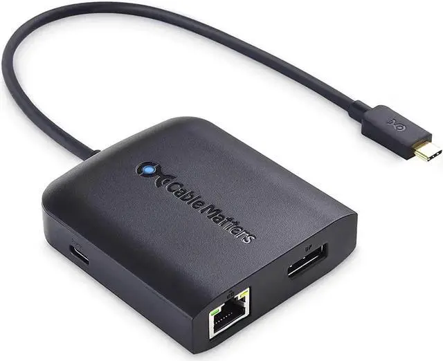 Main image of Cable Matters USB C Hub DisplayPort 100W, 4K@240Hz (USBC DisplayPort 1.4 Hub), 480Mbps Ethernet, 2X USB, 100W Host Charging in Black - Thunderbolt 4 / Thunderbolt 3 Port Compatible for MacBook Pro