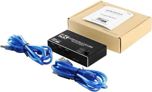 Alt view image 7 of 7 - 4K @60Hz HDMI 2.0 KVM Switch 2 in 1 Out HDMI Selector Box with 3x USB2.0 Ports for Two Computers Share One Set Keyboard Mouse Printer and HD Monitor 2 In 1 Out HDMI2.0b KVM Switch