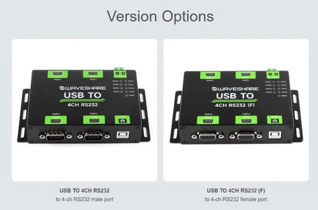 Alt view image 4 of 7 - Industrial Isolated USB to 4-Ch RS232 Converter USB to Serial Adapter Original FT4232HL Chip Mac/Linux/Windows Multi-OS Compatible RS232 Male Port