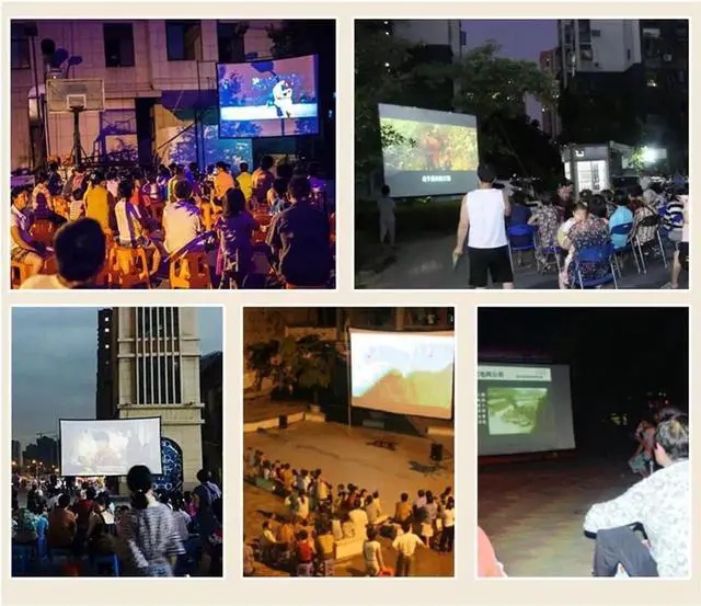 Alt view image 3 of 7 - Projector Screen 100 Inch 16:9 Portable Foldable Polyester Projection Screen for Outdoor Movie Camping Home Theater Indoor Outdoor Use