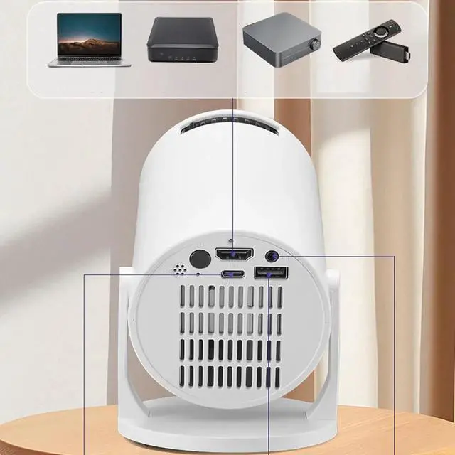 Alt view image 6 of 6 - Portable Projector with WIFI6 and Bluetooth for Android 12, 1080P 2.4G 180° Adjustable Remote Control, Support Laptop, PC, Smartphone Projection