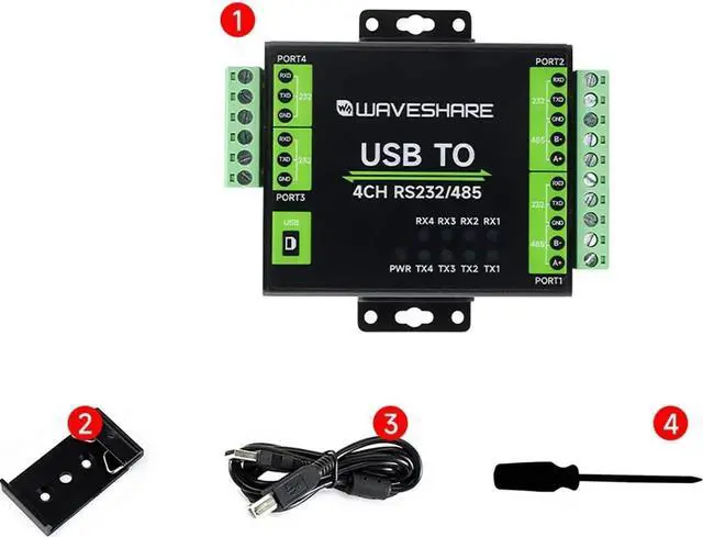 Main image of Industrial Isolated USB to RS232/485 Converter Original FT4232HL Supports USB to USB to 4-Ch RS232, USB to 2-Ch RS232, USB to 2-Ch RS232/485