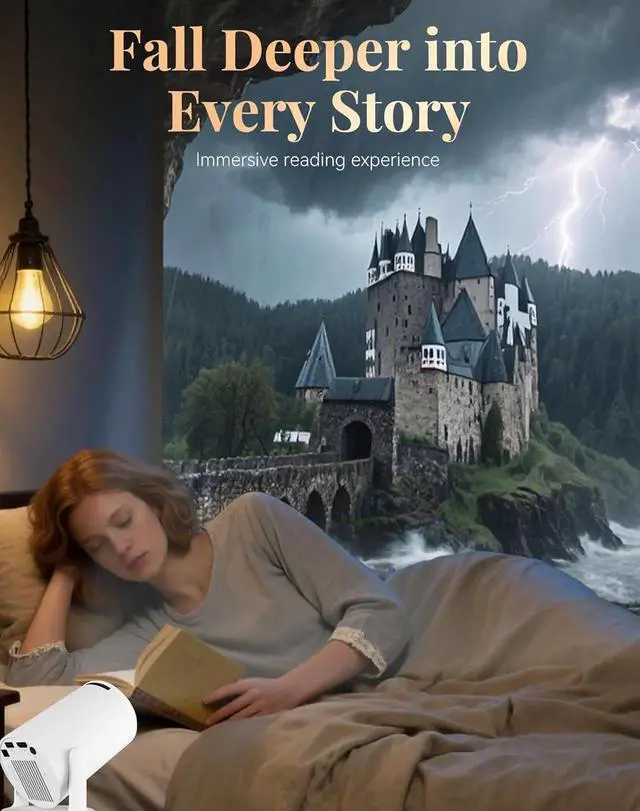 Alt view image 4 of 7 - Window Scene Projector, 4k Book Projector for Reading, Window Projector Scenes with Wifi and Bluetooth, Low Latency & 210° Rotation, ±15°auto Keystone Ambience Fantasy Window Projector