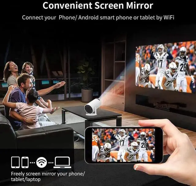 Alt view image 6 of 6 - HY300 Projector with Android 12, 2GB RAM 16GB ROM, 260 ANSI Lumens,Bluetooth 5.1,Dual WiFi 6 Video Projector