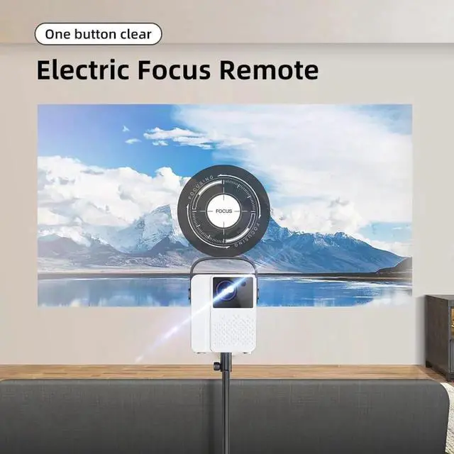 Alt view image 4 of 6 - Portable Projector with Android 9 OS,230ANSI 9000 Lumens, Motorized Focus, Mobile, Outdoor, Home Theater Projector for iOS/Android