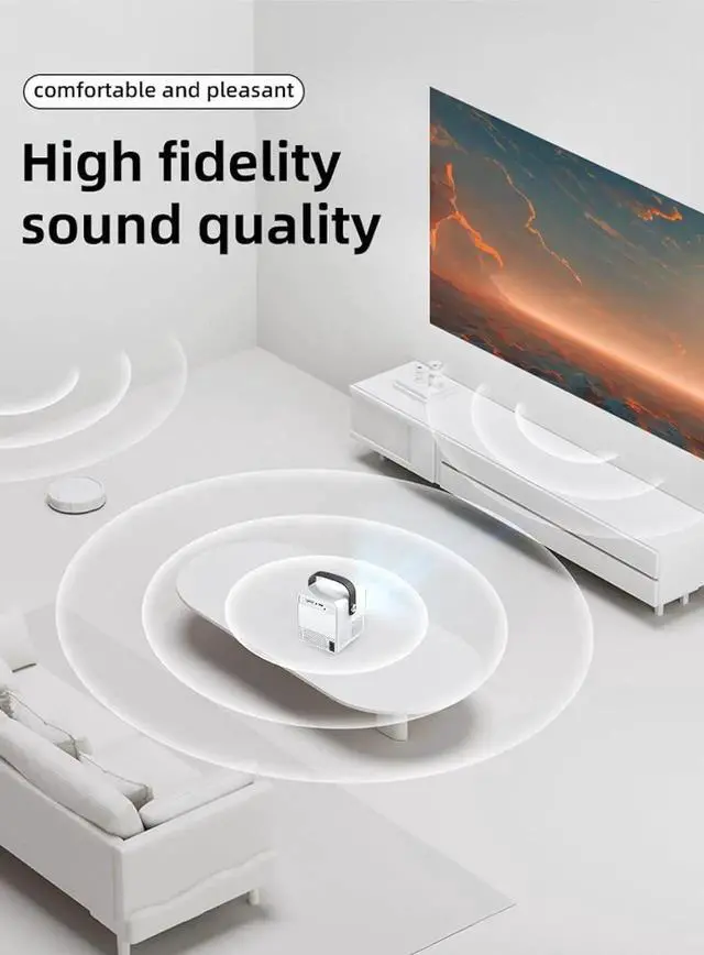 Alt view image 2 of 6 - Portable Projector with Android 9 OS,230ANSI 9000 Lumens, Motorized Focus, Mobile, Outdoor, Home Theater Projector for iOS/Android