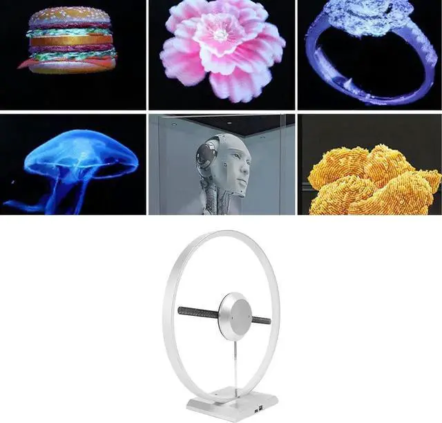 Alt view image 6 of 7 - 3D Hologram Fan, 26cm 3D Hologram Projector Advertising Display, Holographic Video Projector for Store Signs, Bar, Party, Christmas (US Plug)