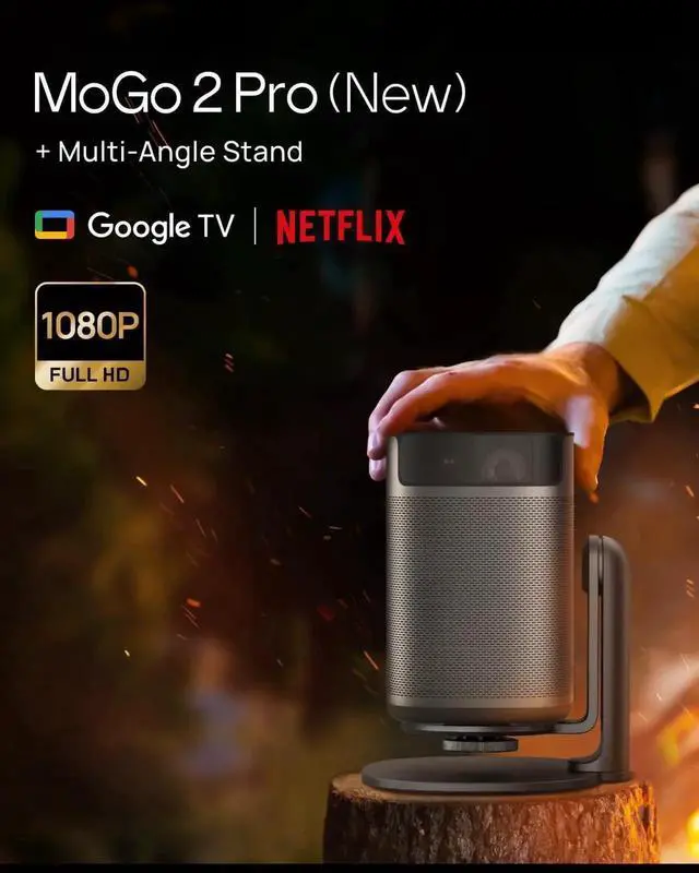 Alt view image 3 of 5 - XGIMI MoGo 2 Pro (New) Portable Projector with Multi-Angle Stand, 1080P Mini Projector, Google TV with Licensed Netflix, 430 ISO Lumens, 2 x 8W Speakers, Autofocus, Intelligent Screen