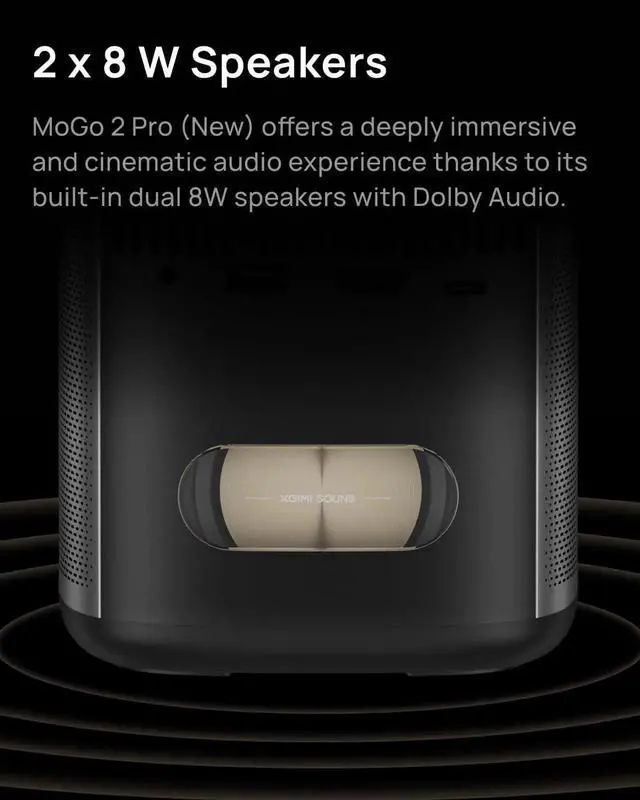 Alt view image 5 of 5 - XGIMI MoGo 2 Pro (New) Portable Projector with Multi-Angle Stand, 1080P Mini Projector, Google TV with Licensed Netflix, 430 ISO Lumens, 2 x 8W Speakers, Autofocus, Intelligent Screen
