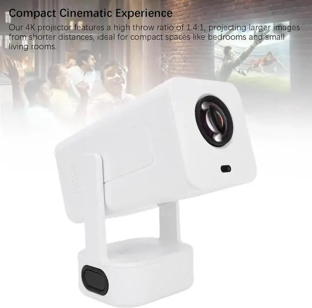 Alt view image 5 of 7 - Mini Projector with Dual Band WiFi Bluetooth, 4K 1080P Portable Auto Vertical Keystone Projector with 180° Rotation, for Phone Laptop (US Plug)