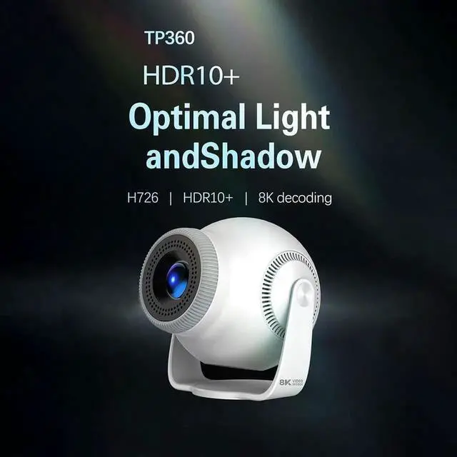 Alt view image 2 of 6 - Video Projector with Allwinner H726, 8K Decoding, 100 Inch Screen, HDR10+, 450 ANSI Lumens, WiFi-6, Bluetooth 5.4, Android 14, 1GB+8GB