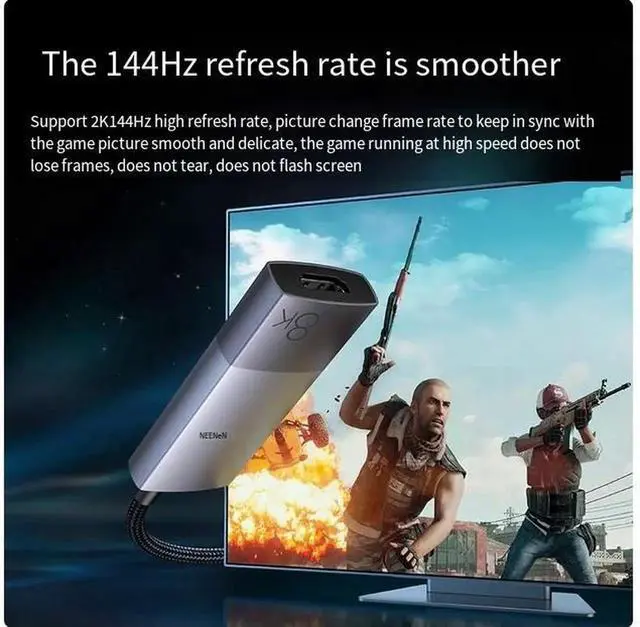 Alt view image 2 of 6 - UGREEN DP1.4 to HDMI 2.1 adapter 8K HD 144hz desktop computer graphics card External TV projector Expanded display video 4k connection converter 25CM