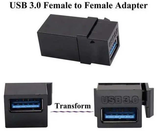 Alt view image 7 of 7 - USB 3.0 A Keystone Adapter Female to Female USB 3.0 A Keystone Jack Insert Socket Coupler Adapter for Wall Plate Outlet Panel (Black/5 Pack)