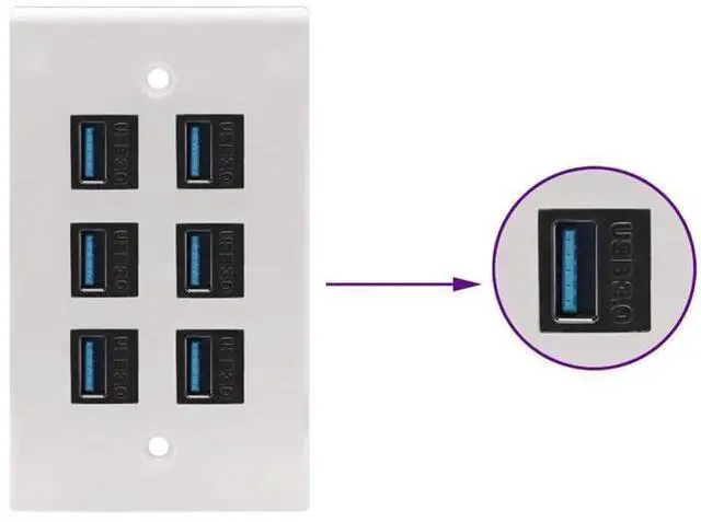 Alt view image 6 of 7 - USB 3.0 A Keystone Adapter Female to Female USB 3.0 A Keystone Jack Insert Socket Coupler Adapter for Wall Plate Outlet Panel (Black/5 Pack)
