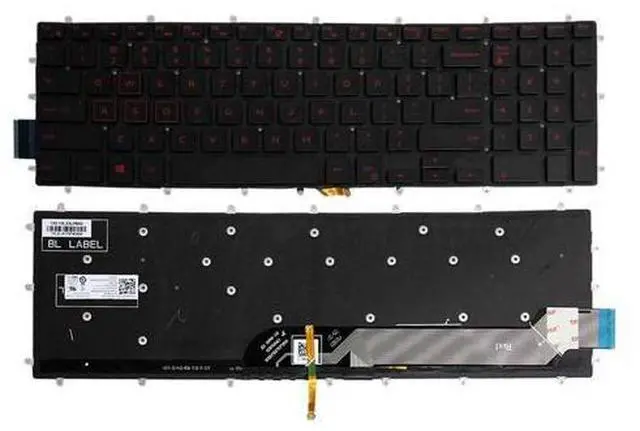 Main image of replacement keyboard for Dell PK131QP1B00 NSK-EC1BC 01 03R0JR US with Backlit Red Letters