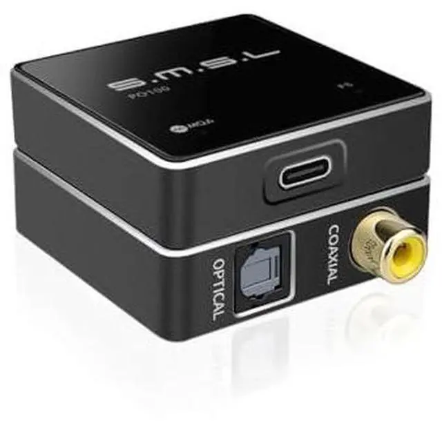Main image of SMSL PO100 2024 XU316 Digital to Analog Audio Converter, MQA Decoding USB to Toslink Coaxial/Optical, Mini USB to Coaxial Cable Adapter for Phone/PC/Player/Streamer, Black