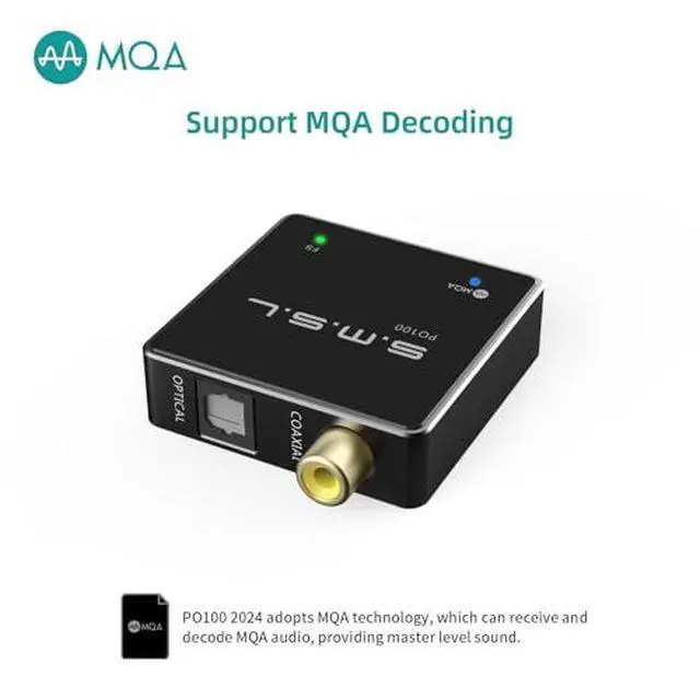 Alt view image 2 of 7 - SMSL PO100 2024 XU316 Digital to Analog Audio Converter, MQA Decoding USB to Toslink Coaxial/Optical, Mini USB to Coaxial Cable Adapter for Phone/PC/Player/Streamer, Black