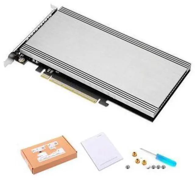 Main image of 4 SSD M.2 X16 PCIe 3.0 X4 Expansion Card with Heatsink Supports 4 NVMe M.2 2280 Up to 128Gbps Support Bifurcation Motherboard
