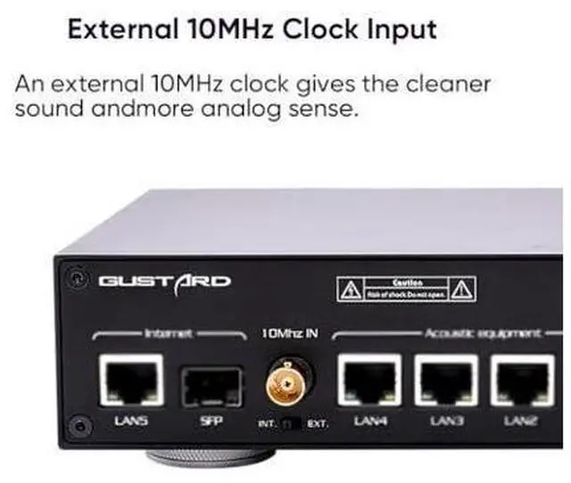 Alt view image 4 of 7 - Gustard N18 PRO HiFi Audio Network Switch, 5* Ethernet Ports 1* SPDIF Optical Fiber Input Interface, BNC 10 MHz Clock Input, High Performance Network Switch for HiFi Audio Streaming(Silver)