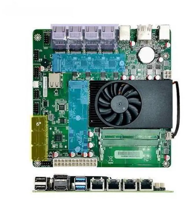 Main image of N5105 processor, 4x2.5G Gigabit Ethernet, i225 card, 2xM.2 SSD slots, 6 SATA ports for storage