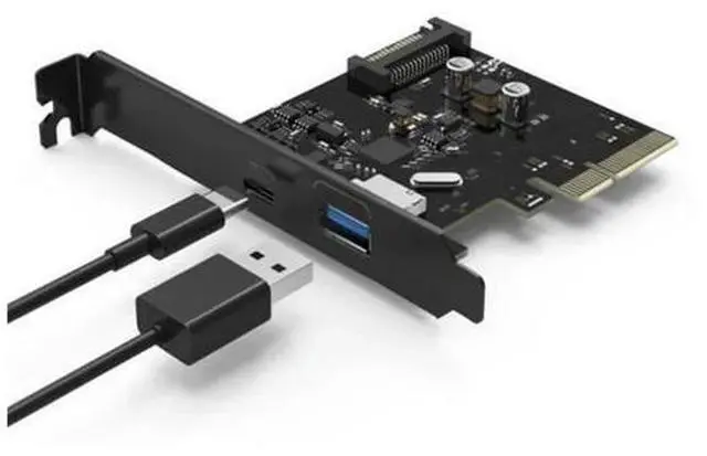 Main image of PC motherboard PCI-E to USB3.1 Type-c dual-port expansion card pcie 4x to usb 3.1 Type-A adapter SuperSpeed 10Gbps