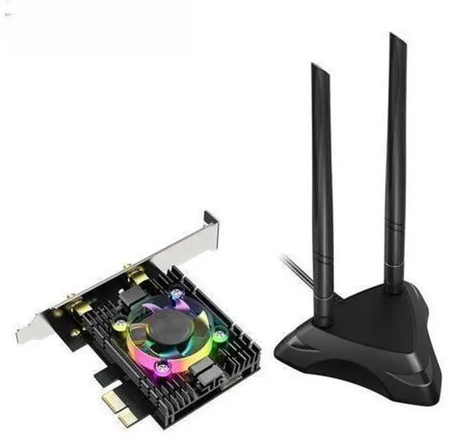 Main image of 3000Mbps WiFi 6 Card Adapter 5.1 Dual Band 2.4G/5G With Heatsink RGB Fan And Antenna Base AX200 Chipset