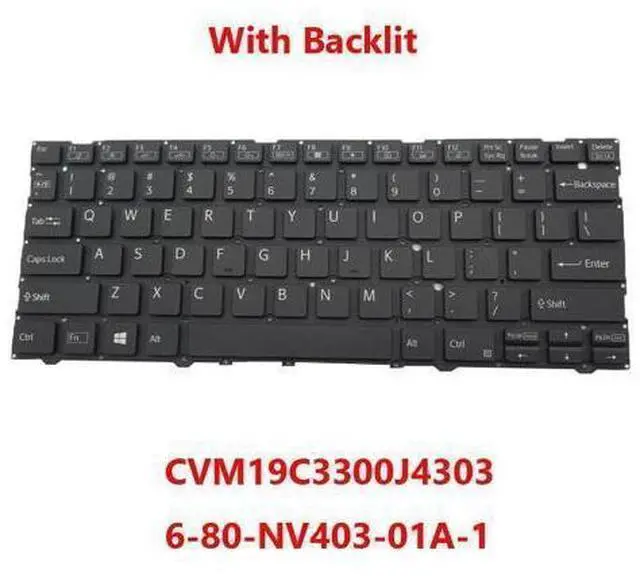 Main image of Backlit Keyboard For CLEVO NV40 NV41 CVM19C3300J4303 6-80-NV403-01A-1 English US