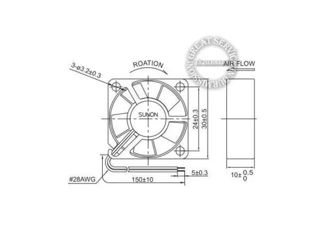 Alt view image 2 of 2 - SUNON MC30101V1-000U-G99 12VDC 0.58W FAN AXIAL 30X10MM 12VDC WIRE