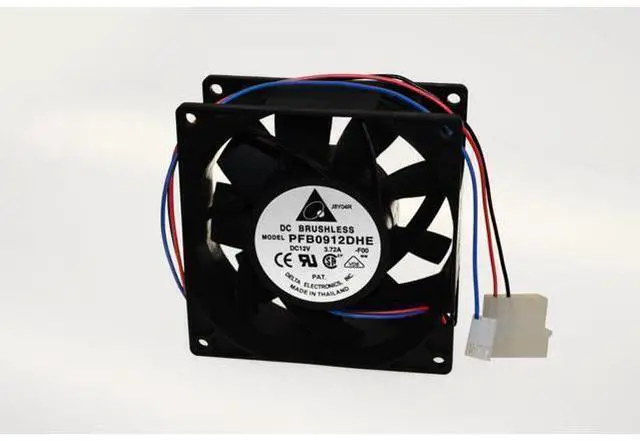 Main image of Delta Electronics PFB0912DHE-F00 92x92x38mm Cooling Fan, 175.03 CFM, 8000 RPM, 66.5 dBA, 3.72A (Max), 46.21 air pre., 4+3-pin power & TAC connector