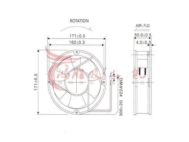Alt view image 4 of 4 - PA55H3-C Servo fan 172*150*50mm AC 100V 17250 17cm cooling fan