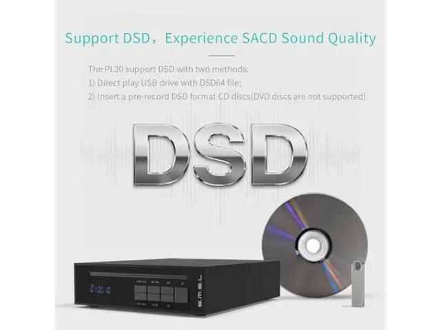 Alt view image 6 of 7 - SMSL PL20 HiFi CD Player for Home, CD Ripper, Bluetooth Car CD Players, 2*CS43131 Chip, USB Drive/Bluetooth Input RCA/BT/3.5mm/4.4mm Balanced/Optical/Coaxial Digital Output, Black