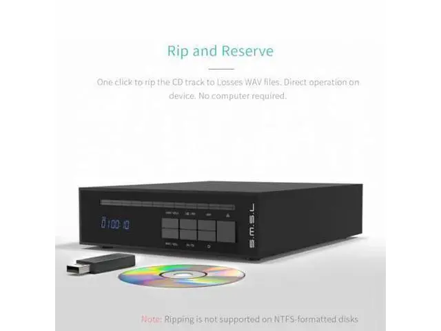 Alt view image 6 of 7 - SMSL PL20 HiFi CD Player for Home, CD Ripper, Bluetooth Car CD Players, 2*CS43131 Chip, USB Drive/Bluetooth Input RCA/BT/3.5mm/4.4mm Balanced/Optical/Coaxial Digital Output, Silver